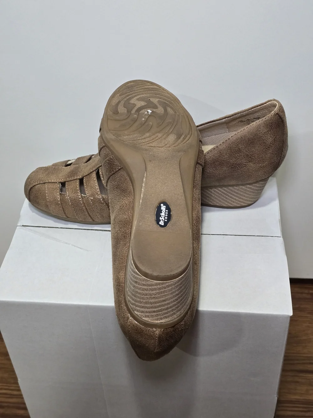 Dr. Scholl's Women's Brown Suede Woven Slip-On Flats